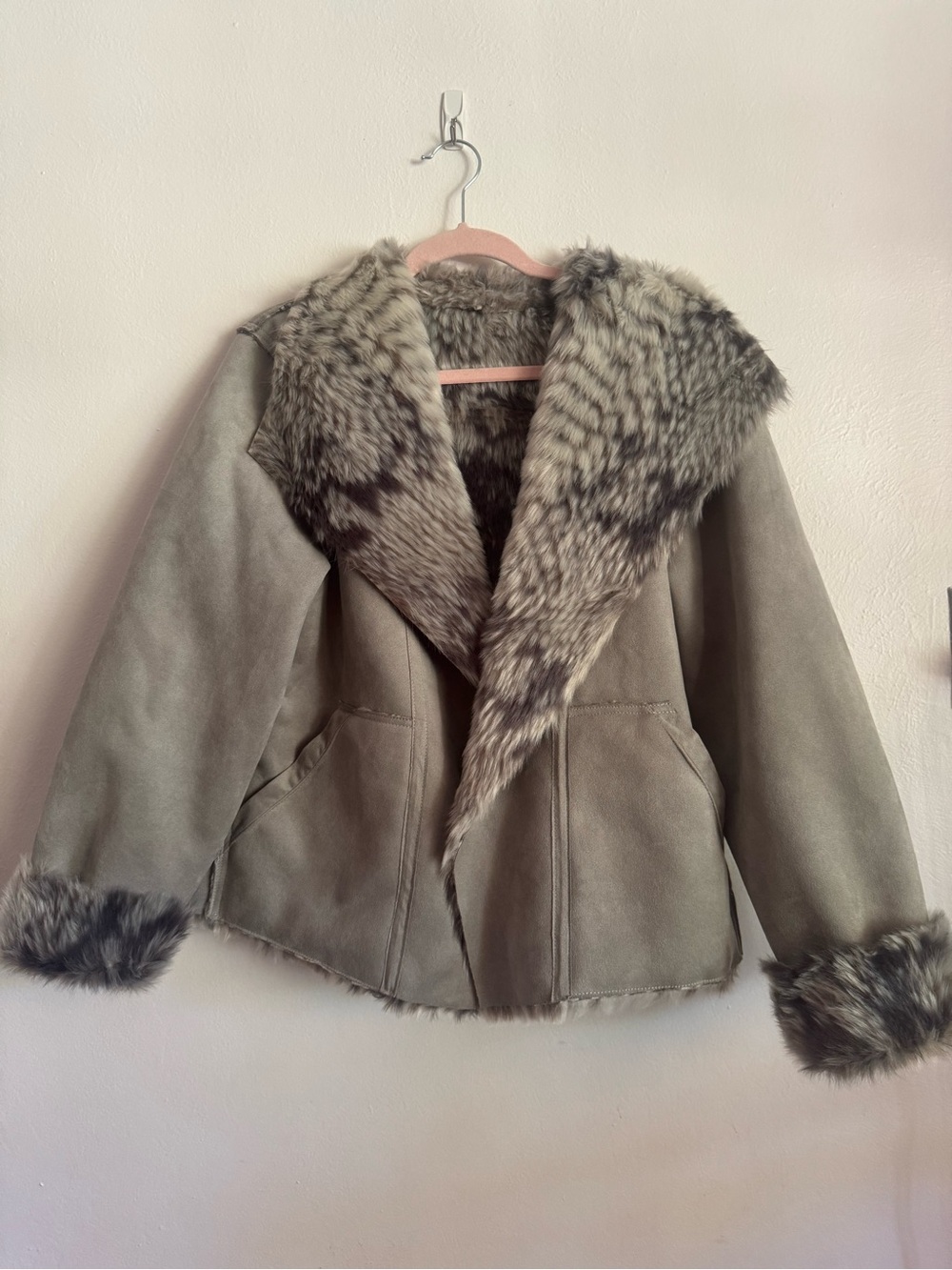 Anthropologie Faux Suede Coat, XL